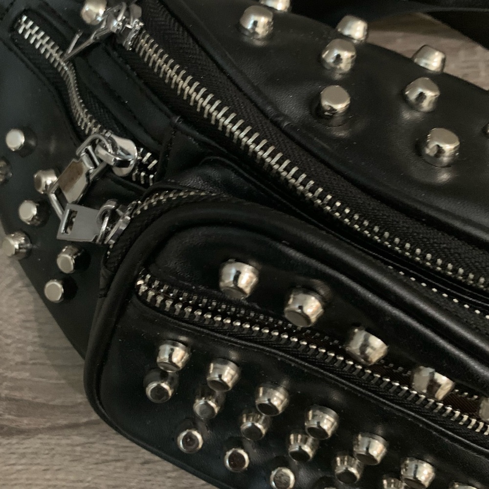 Black Studded Belt Bag